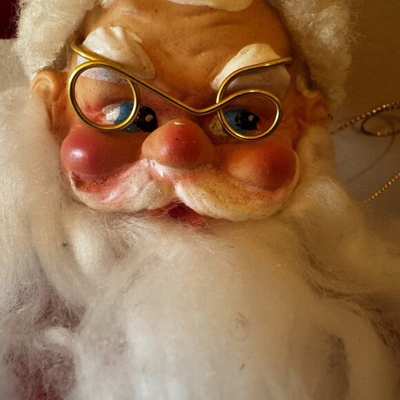 Vintage Santa Claus Christmas Ornament Doll Figure Plastic Face 11" McClures - Picture 3 of 15